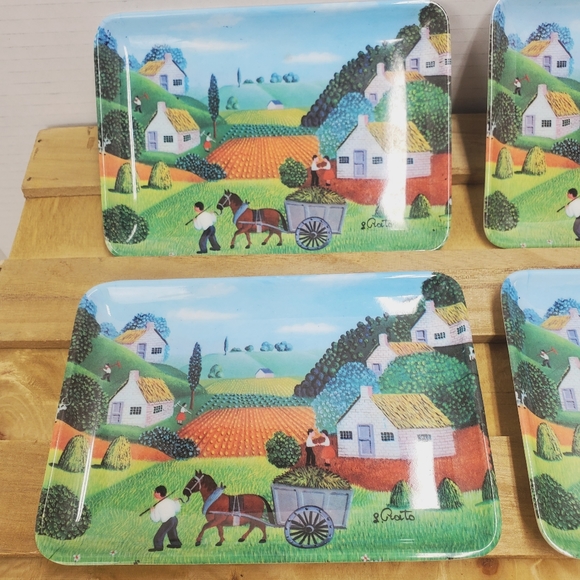 4 Mebel Vintage Mini Italy Naive Painting Tray - Picture 3 of 10